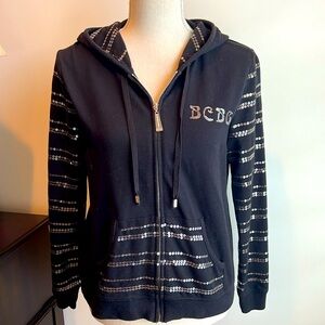 BCBG MAXAZRIA BLACK HOODIE W SEQUINS